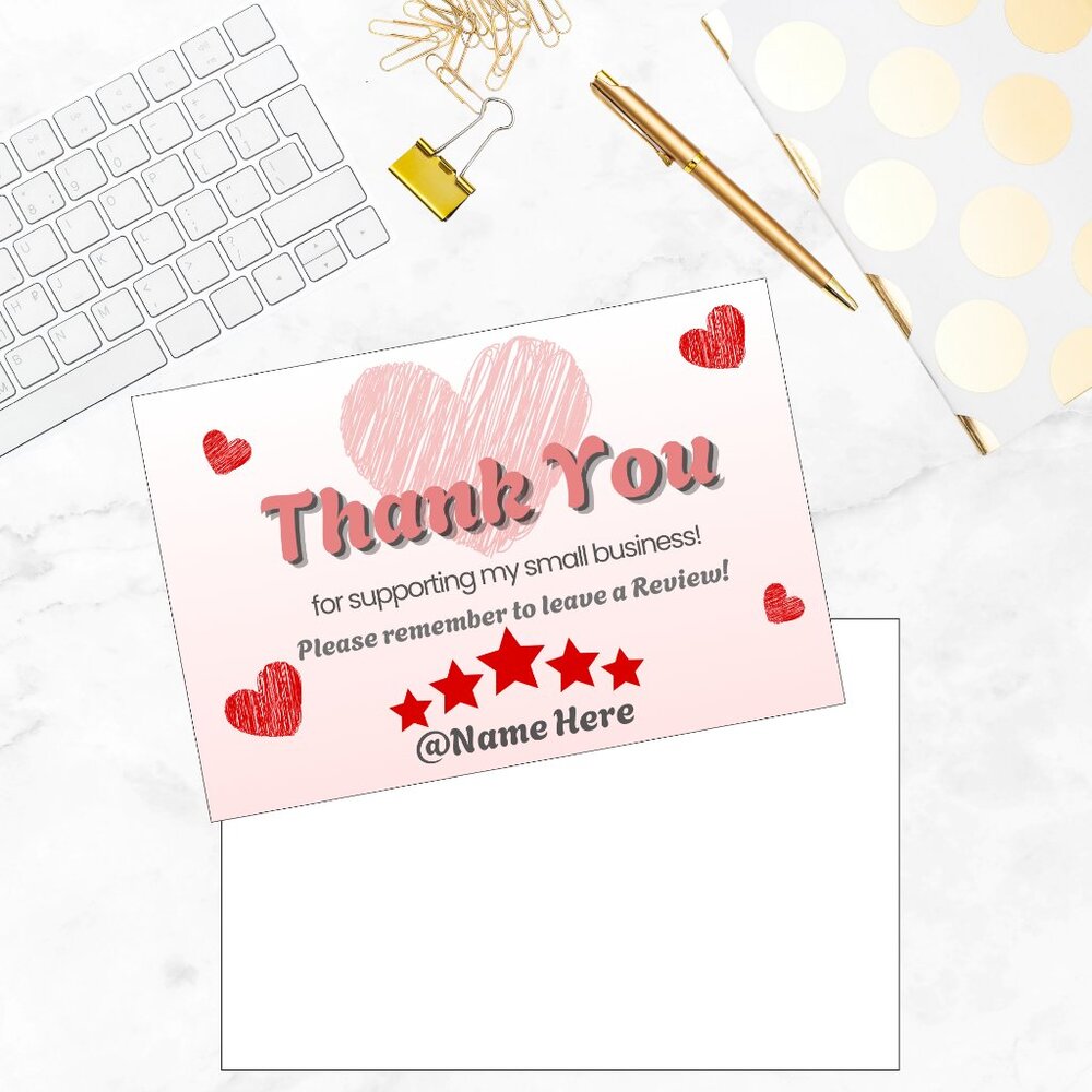 60 Heratsl Thank You Cards 4 x 2.8